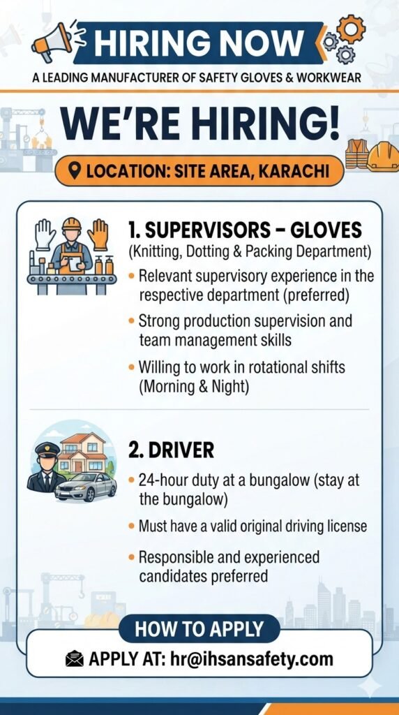Hiring Now Supervisor and Driver Jobs in Karachi