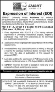 Architect Job Vacancy At SZABIST University Karachi 2026
