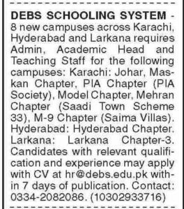 DEBS Schooling System Hyderabad Jobs 2026