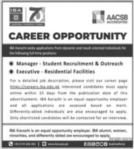 Institute Of Business Administration IBA Sindh Jobs 2026