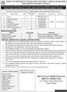 Jobs At Livestock and Animal Husbandry Department Thatta 2026