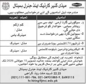 Medicare Cardiac and General Hospital Jobs in Karachi 2026