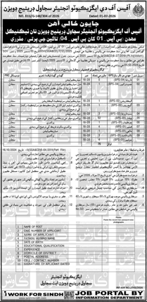 Office Of Executive Engineer Drainage Division Jobs 2026