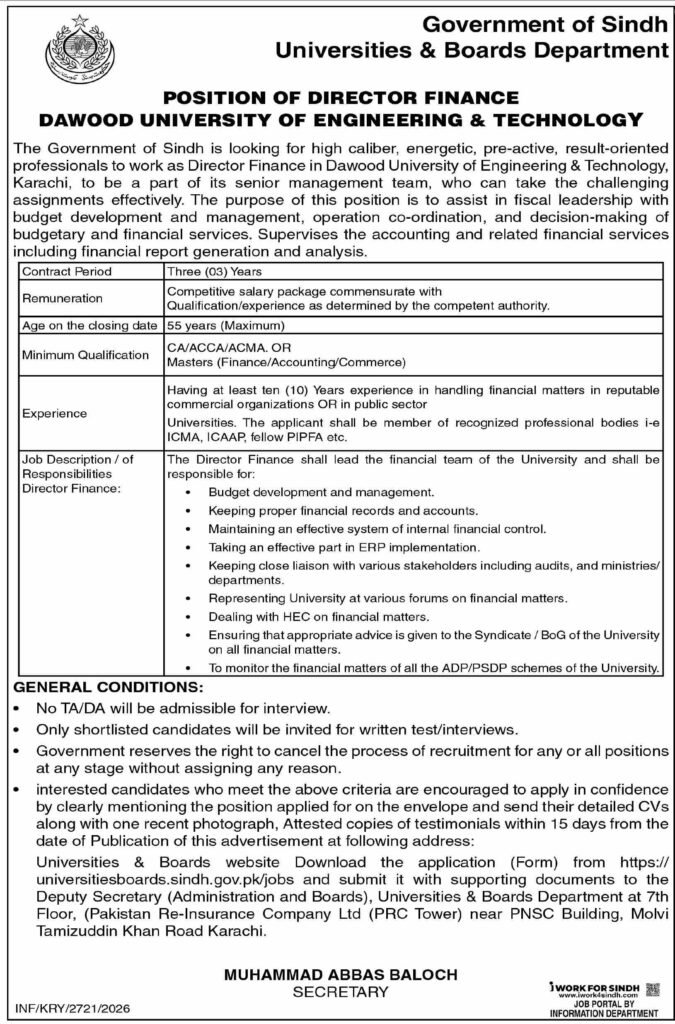 Sindh Universities an Boards Department Karachi Jobs 2026