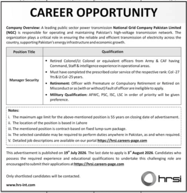 HRSI Karachi Jobs 2026 Top Management Opportunities