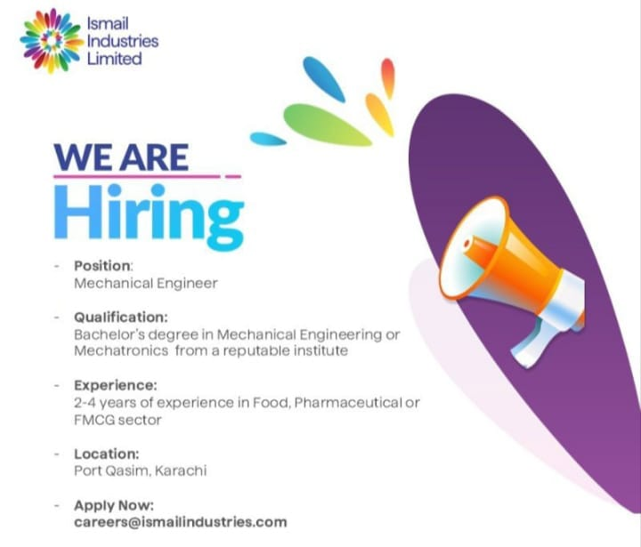 Mechanical Engineer Best Opportunity at Ismail Industries