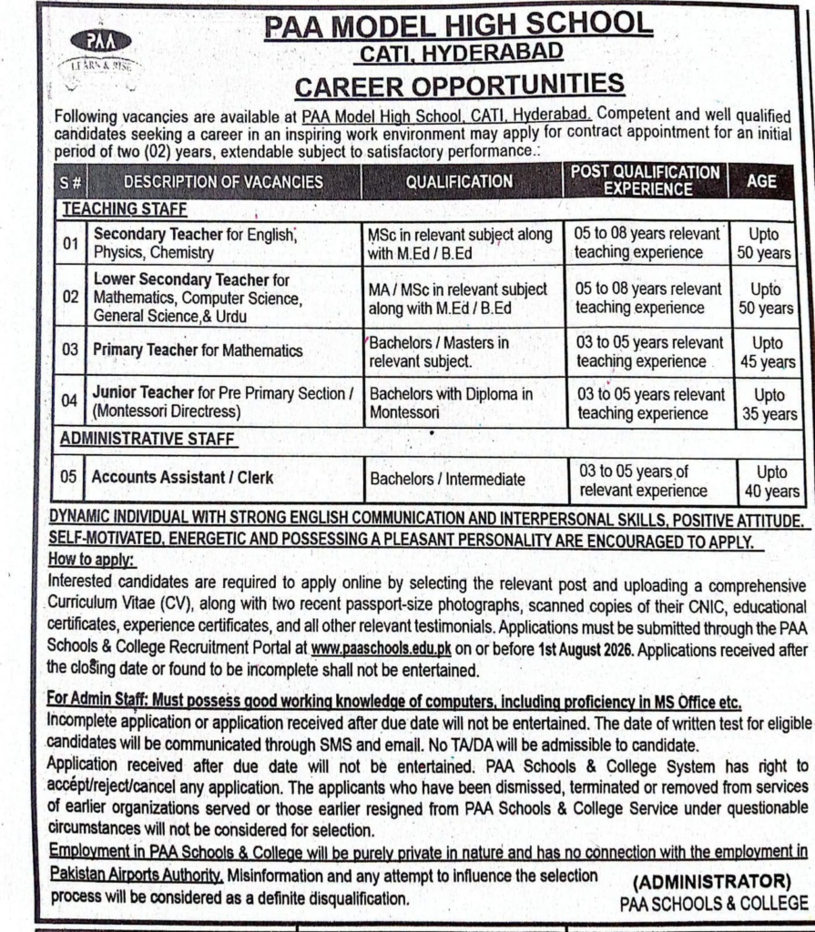 PAA Careers Top Teaching Jobs in Hyderabad