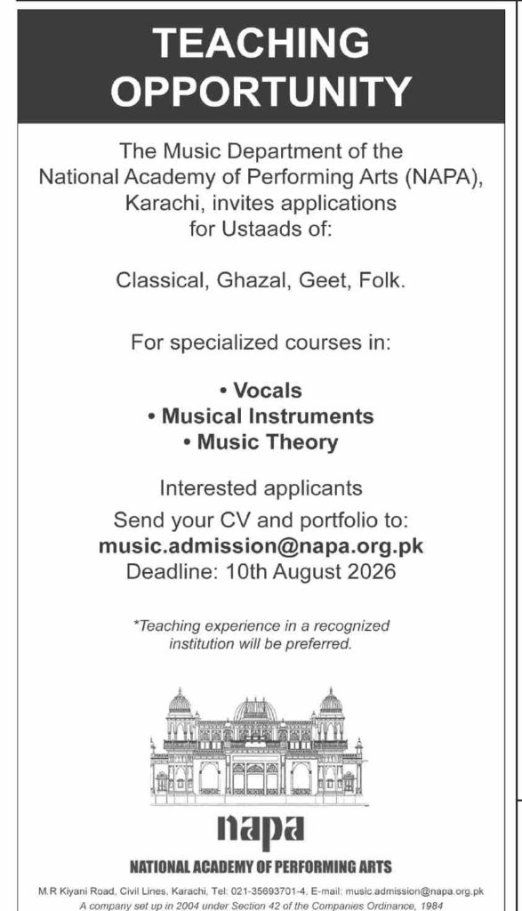 NAPA Karachi Jobs 2026 Best New Career Opportunities