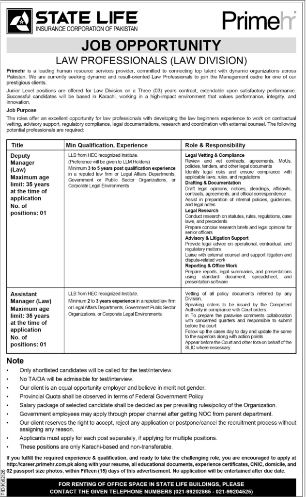 State Life Insurance Jobs 2026 Best Official Law Posts