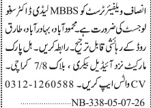 Insaf Welfare Trust Jobs Best Expert Medical Roles Karachi