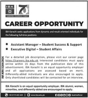 IBA Karachi Jobs 2026 Amazing Career Opportunities!