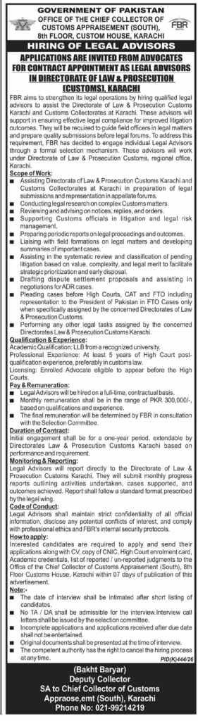 FBR Advocate Jobs Best Exclusive Legal Careers 2026