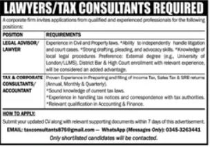 Lawyers Karachi Best Corporate Jobs 2026