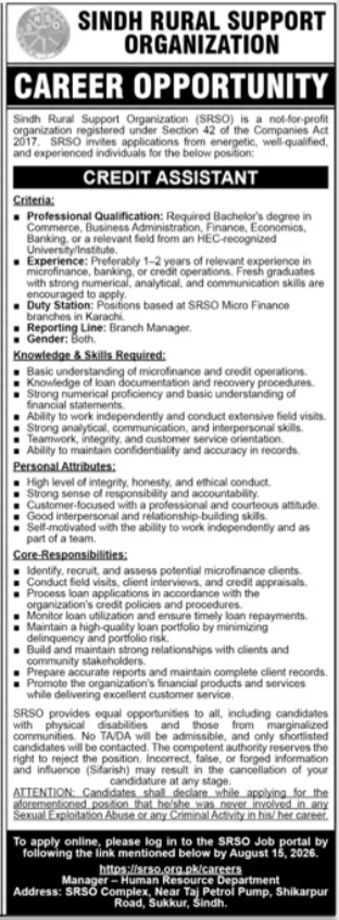 Sindh Rural Support Organization Jobs