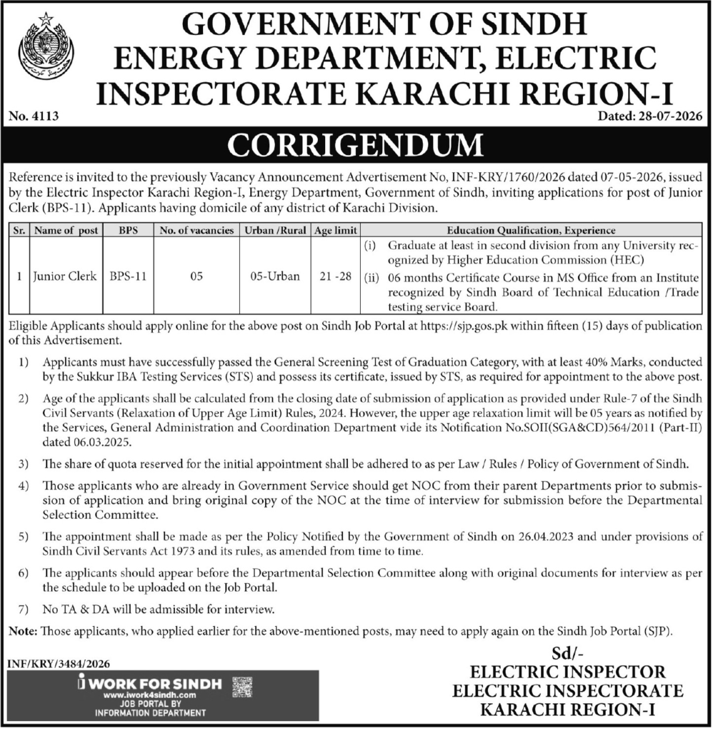 Energy Department Jobs 2026 in Karachi