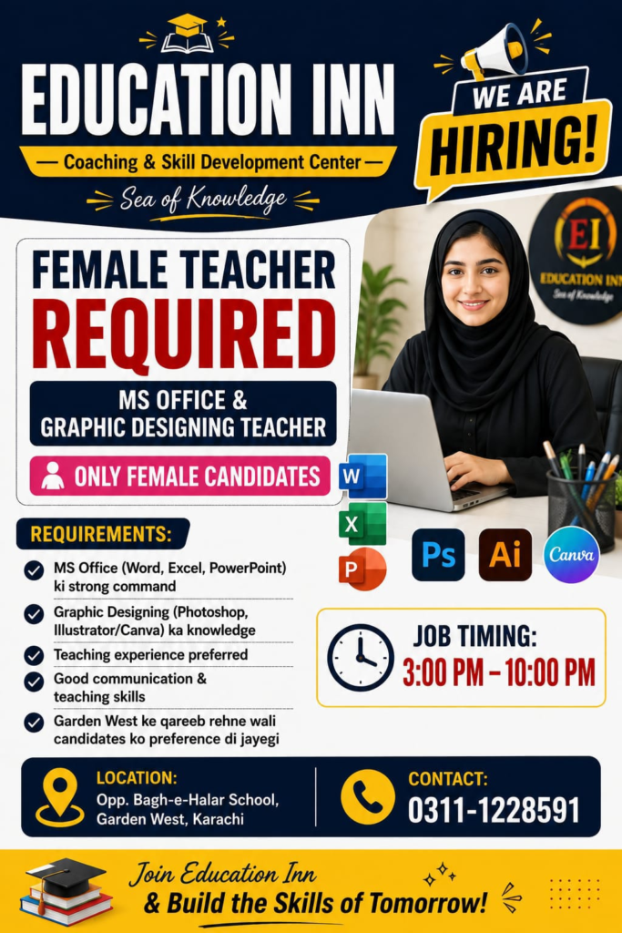 Female Teacher Master MS Office & Graphic Design